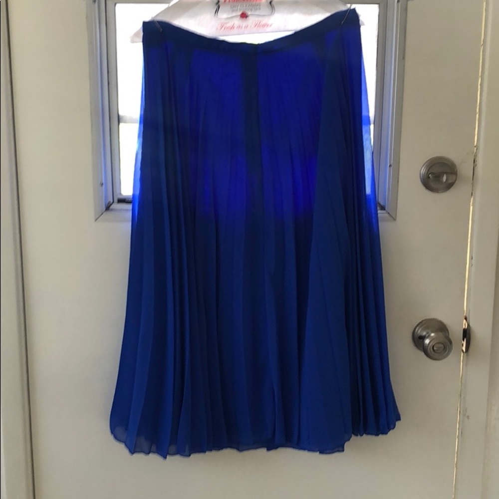 Pleated electric blue midi skirt